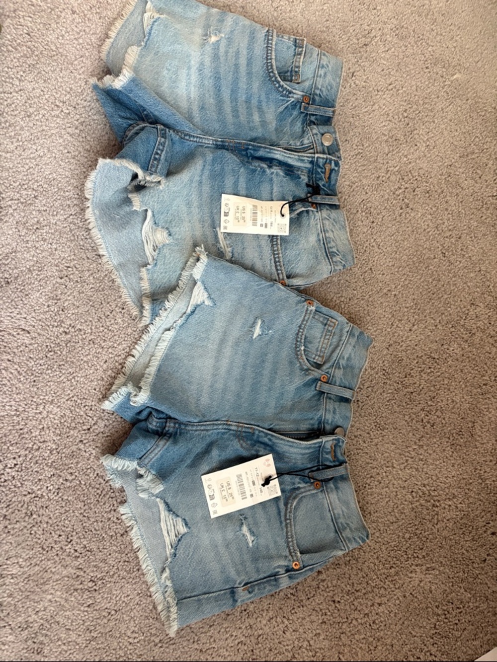 Zara Light Blue Distressed Denim Kids Shorts